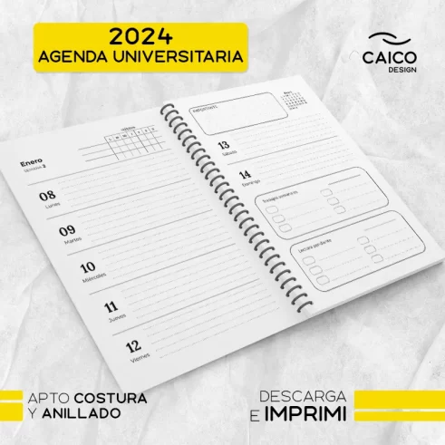 Agenda Universitaria 2024 para imprimir - Caico Design