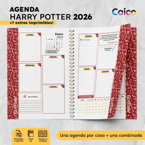 Agenda Harry Potter 2026 + 7 Extras para imprimir